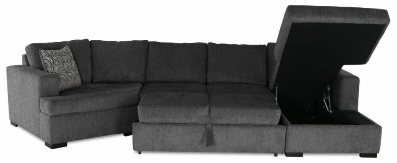 Legend 3-Piece Left-Facing Chenille Cuddler Sleeper Sectional With Chaise – Pepper Furniture