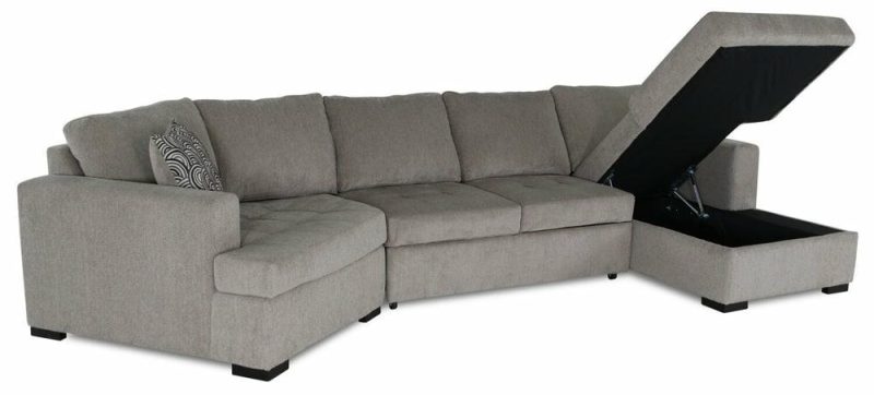 Legend 3-Piece Left-Facing Chenille Cuddler Sleeper Sectional With Chaise – Platinum Furniture