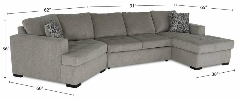 Legend 3-Piece Left-Facing Chenille Cuddler Sleeper Sectional With Chaise – Platinum Furniture