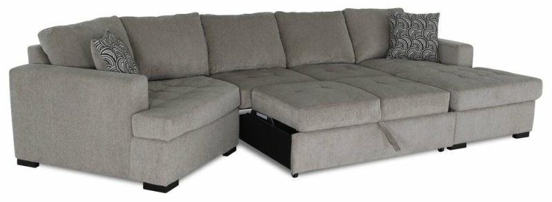 Legend 3-Piece Left-Facing Chenille Cuddler Sleeper Sectional With Chaise – Platinum Furniture