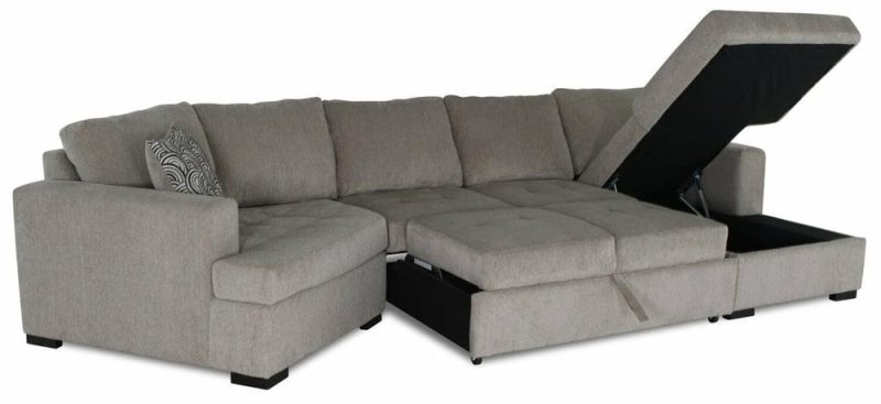 Legend 3-Piece Left-Facing Chenille Cuddler Sleeper Sectional With Chaise – Platinum Furniture