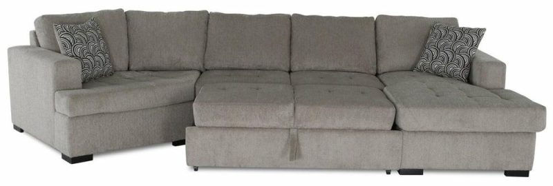 Legend 3-Piece Left-Facing Chenille Cuddler Sleeper Sectional With Chaise – Platinum Furniture