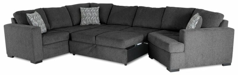 Legend 3-Piece Right-Facing Chenille Cuddler Sleeper Sectional – Pepper Furniture