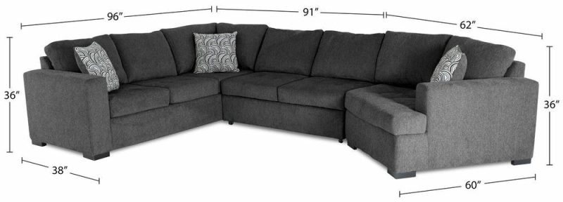 Legend 3-Piece Right-Facing Chenille Cuddler Sleeper Sectional – Pepper Furniture