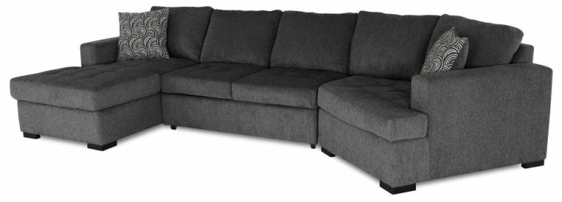 Legend 3-Piece Right-Facing Chenille Cuddler Sleeper Sectional With Chaise – Pepper Furniture