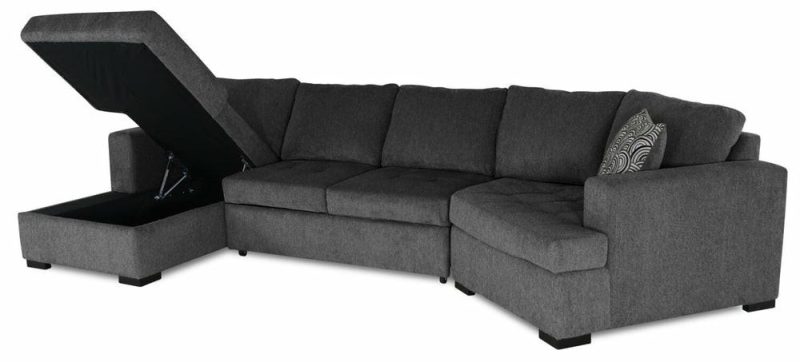 Legend 3-Piece Right-Facing Chenille Cuddler Sleeper Sectional With Chaise – Pepper Furniture