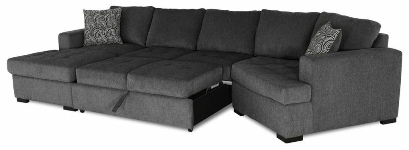 Legend 3-Piece Right-Facing Chenille Cuddler Sleeper Sectional With Chaise – Pepper Furniture