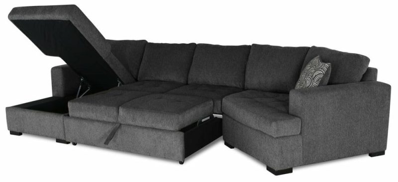 Legend 3-Piece Right-Facing Chenille Cuddler Sleeper Sectional With Chaise – Pepper Furniture