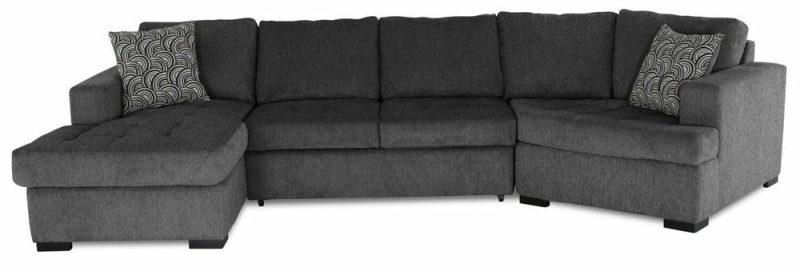 Legend 3-Piece Right-Facing Chenille Cuddler Sleeper Sectional With Chaise – Pepper Furniture