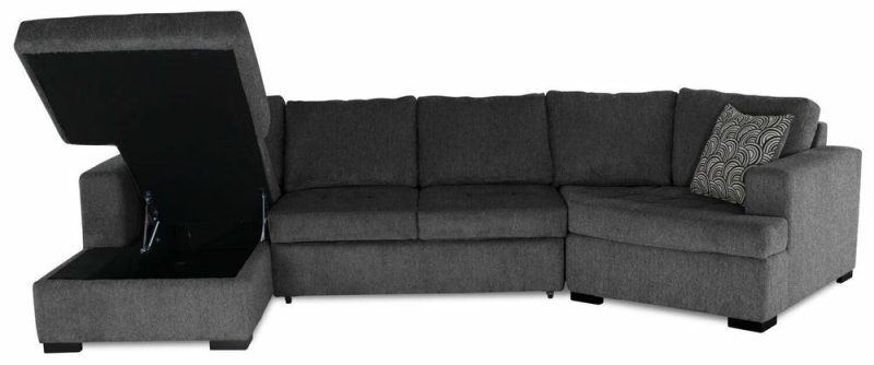 Legend 3-Piece Right-Facing Chenille Cuddler Sleeper Sectional With Chaise – Pepper Furniture