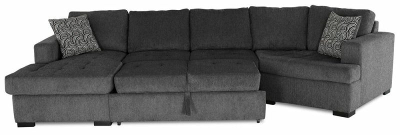 Legend 3-Piece Right-Facing Chenille Cuddler Sleeper Sectional With Chaise – Pepper Furniture