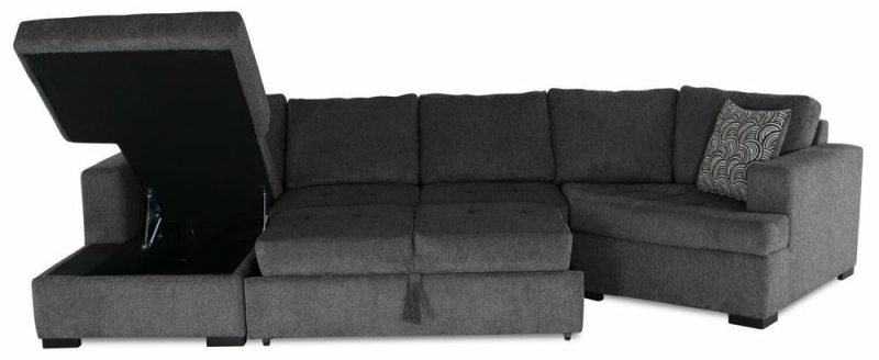 Legend 3-Piece Right-Facing Chenille Cuddler Sleeper Sectional With Chaise – Pepper Furniture