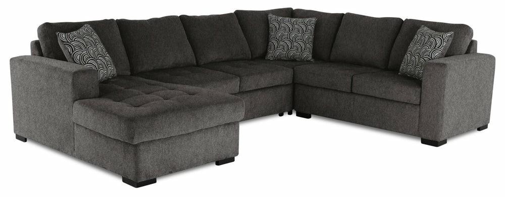 Legend 4-Piece Left-Facing Chenille Sleeper Sectional – Pewter Furniture