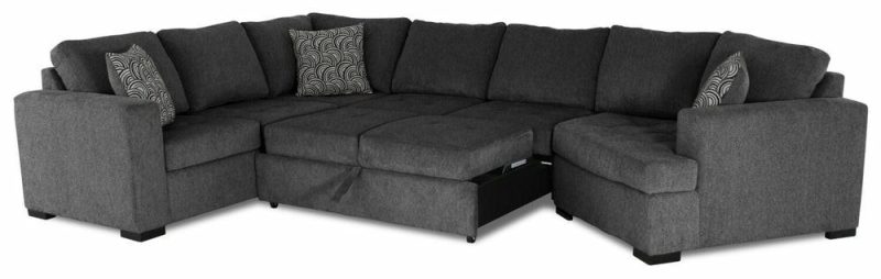 Legend 4-Piece Right-Facing Chenille Cuddler Sleeper Sectional – Pepper Furniture