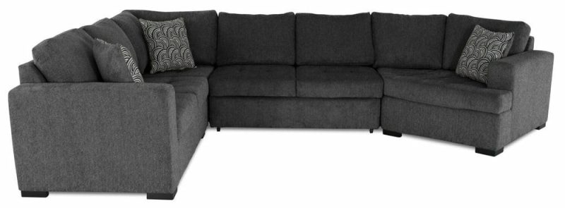 Legend 4-Piece Right-Facing Chenille Cuddler Sleeper Sectional – Pepper Furniture