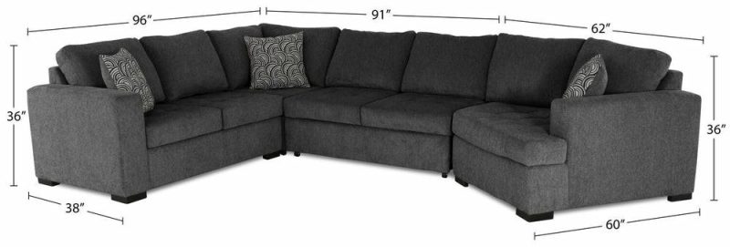 Legend 4-Piece Right-Facing Chenille Cuddler Sleeper Sectional – Pepper Furniture