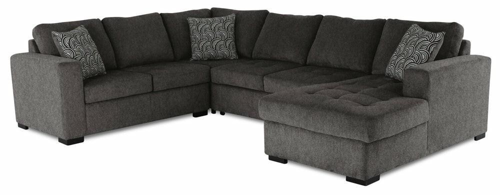 Legend 4-Piece Right-Facing Chenille Sleeper Sectional – Pewter Furniture