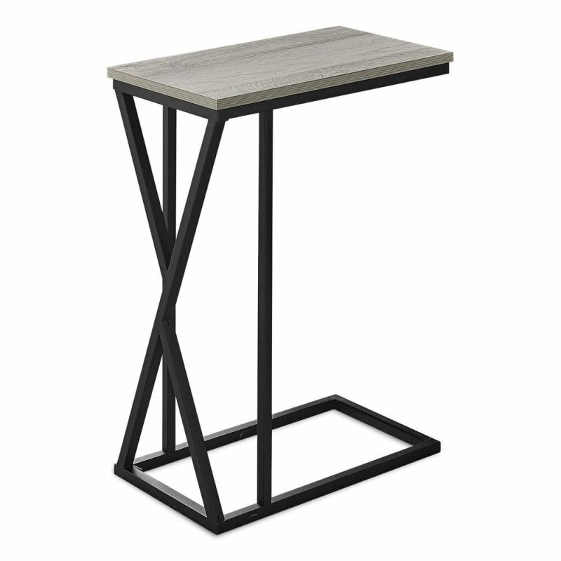 Leila 10.25″ C-Shaped Chairside Table – Grey End Tables