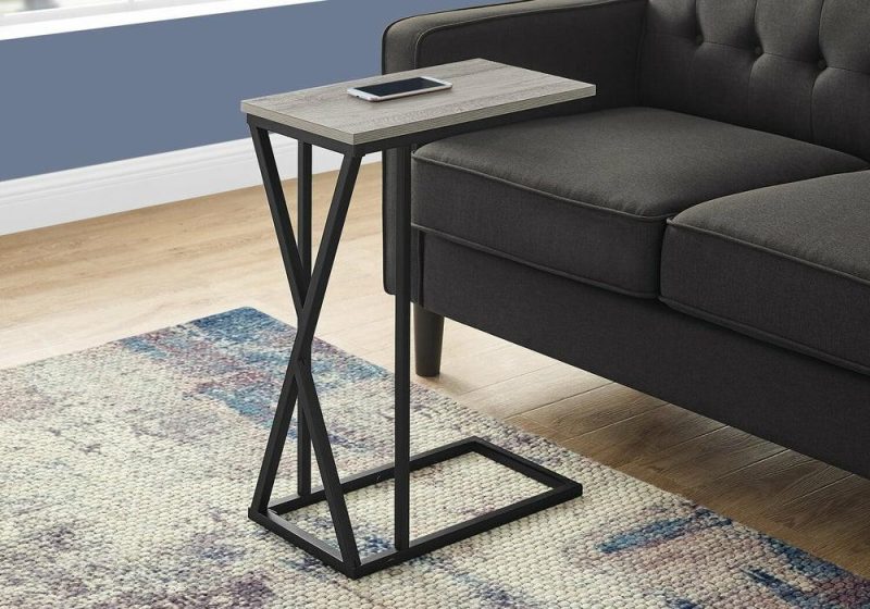 Leila 10.25″ C-Shaped Chairside Table – Grey End Tables