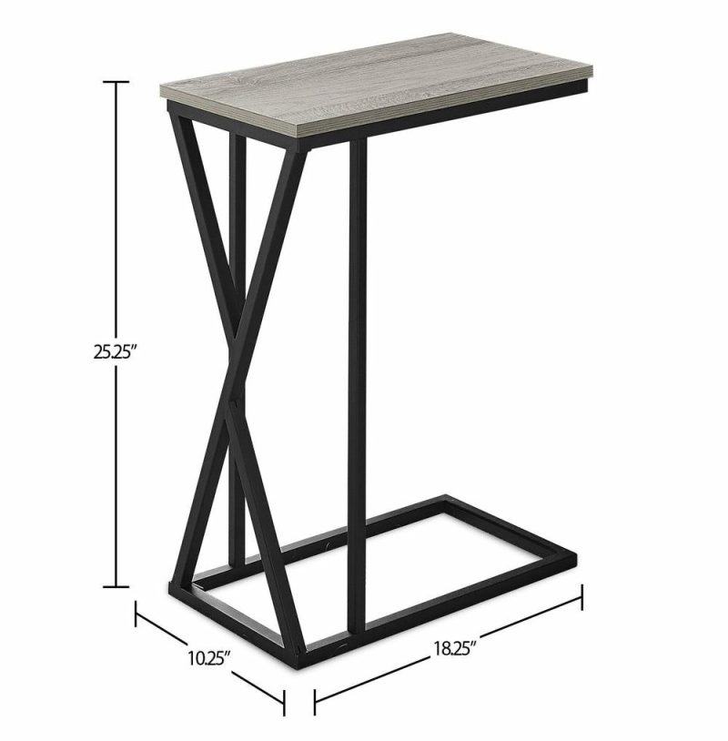 Leila 10.25″ C-Shaped Chairside Table – Grey End Tables