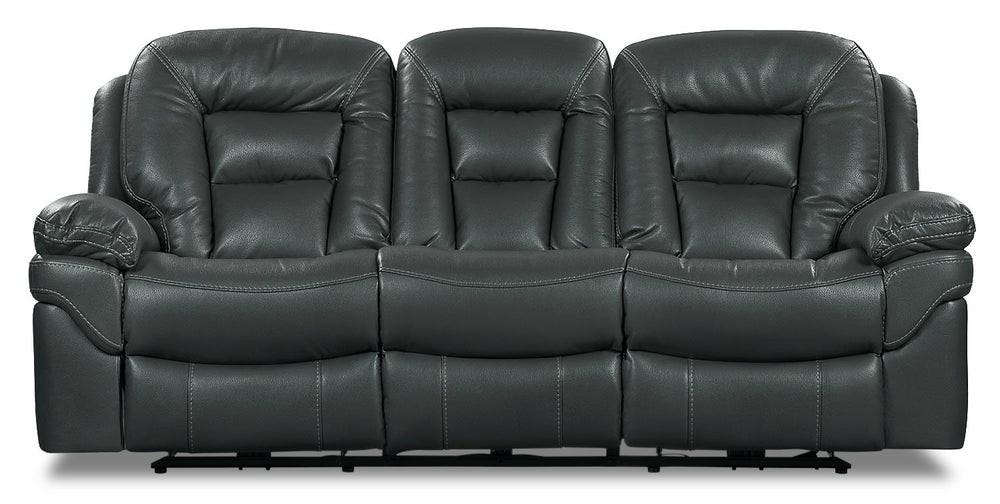 Leo 87.5″ Grey Leather-Look Fabric Reclining Sofa Furniture