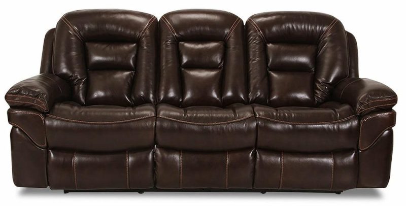 Leo 87.5″ Walnut Brown Genuine Leather Reclining Sofa Furniture