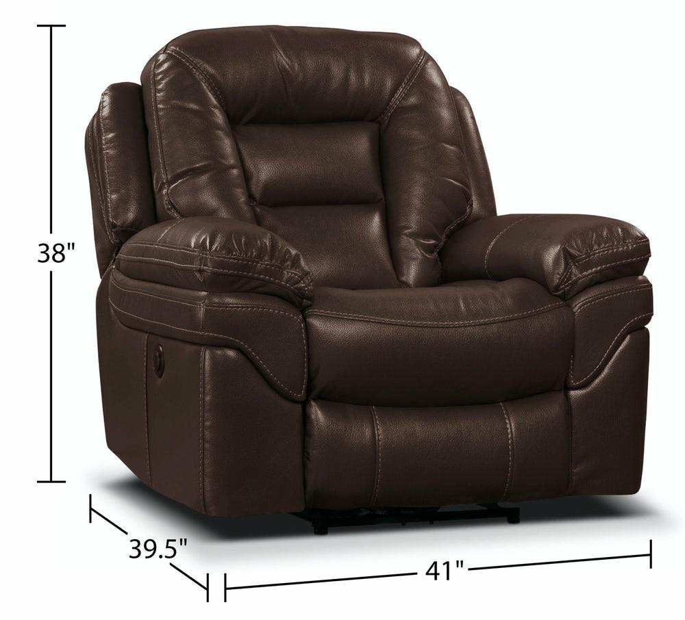 Leo Genuine Leather Power Recliner – Walnut Furniture