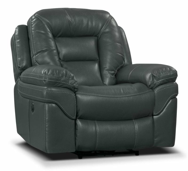 Leo Leath-Aire® Fabric Power Recliner – Grey Furniture