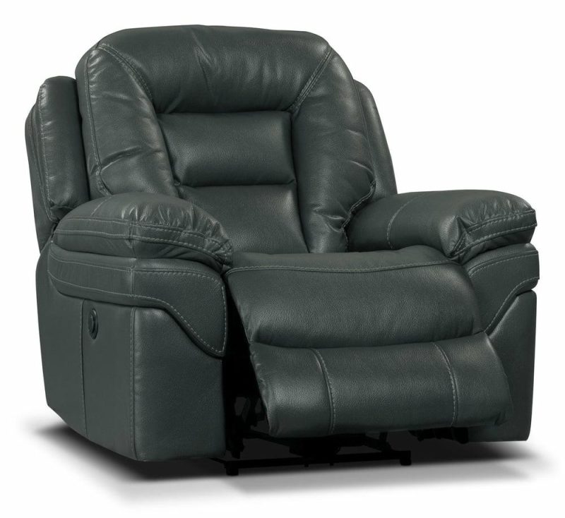 Leo Leath-Aire® Fabric Power Recliner – Grey Furniture