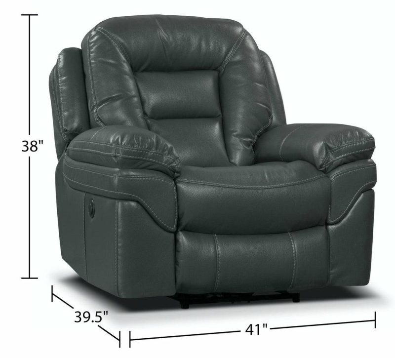 Leo Leath-Aire® Fabric Power Recliner – Grey Furniture