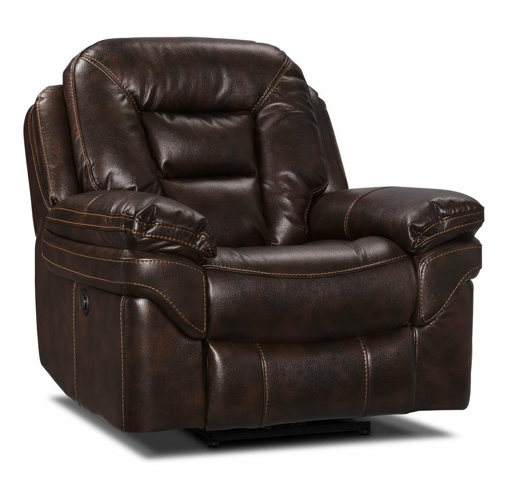 Leo Leath-Aire® Fabric Power Recliner – Walnut Furniture