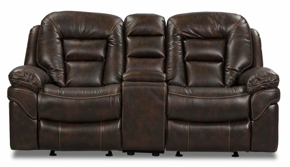 Leo Leath-Aire® Fabric Power Reclining Loveseat – Walnut Furniture