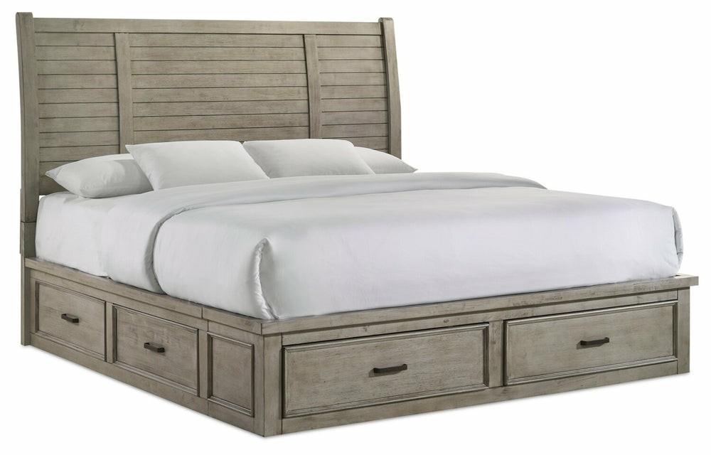 Levi Platform Storage Bed With Headboard & Frame, Wooden, Drift Grey – King Size Bedroom