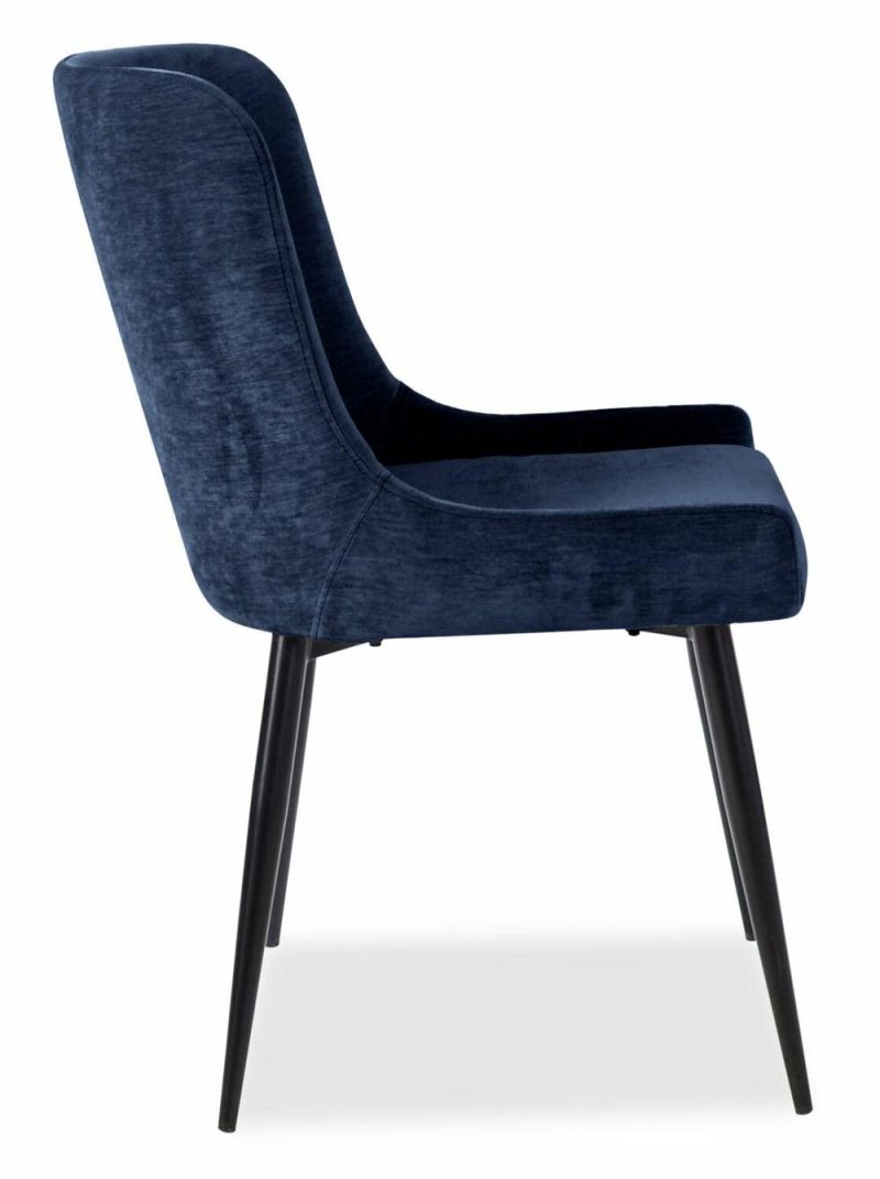 Lexi Dining Chair With Velvet-Look Fabric, Metal – Blue Dining Chairs