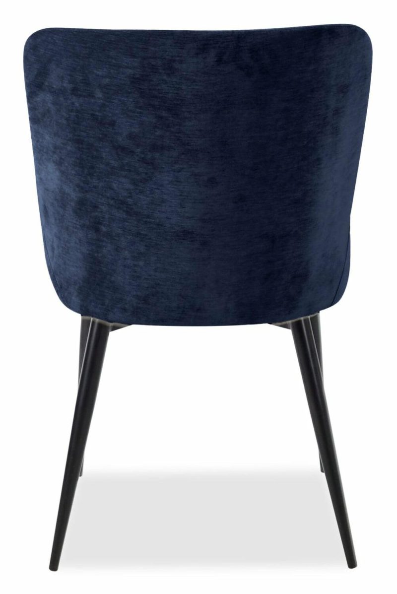 Lexi Dining Chair With Velvet-Look Fabric, Metal – Blue Dining Chairs