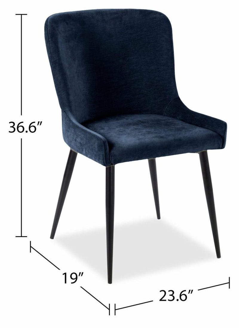 Lexi Dining Chair With Velvet-Look Fabric, Metal – Blue Dining Chairs