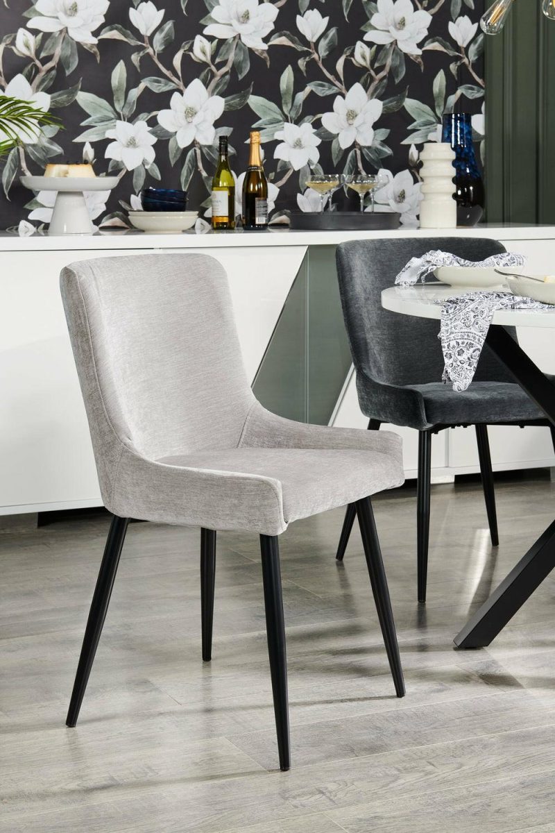 Lexi Dining Chair With Velvet-Look Fabric, Metal – Taupe Accent Chairs