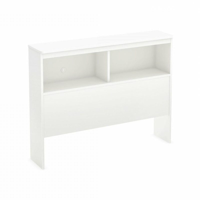 Libra Twin Bookcase Headboard With Storage – Pure White Bedroom