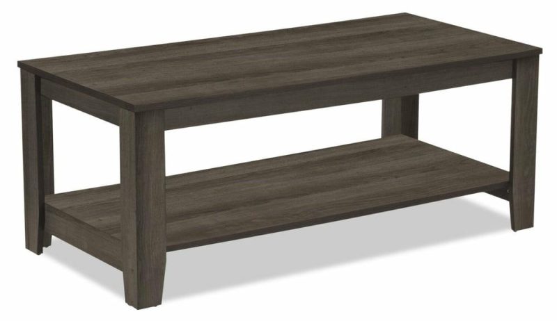 Lincoln 42″ Traditional 3-Pack Coffee + 2 End Tables With Shelf – Black Brown Coffee Tables