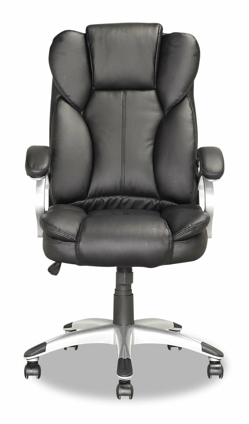 Lodwig 26″ Deluxe Office Chair – Black Faux Leather Chairs