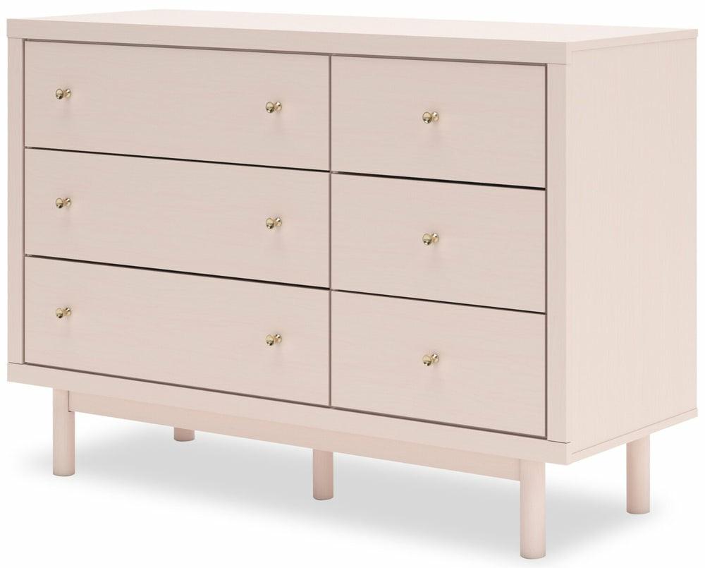 Lola 6-Drawer Dresser, 50.63″W – Blush Bedroom