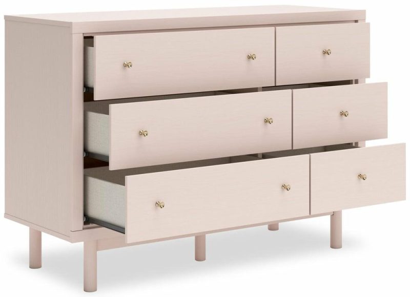 Lola 6-Drawer Dresser, 50.63″W – Blush Bedroom