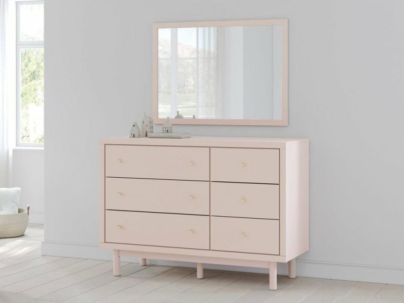 Lola 6-Drawer Dresser, 50.63″W – Blush Bedroom