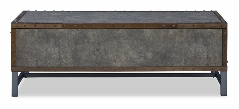 Lonzo 54″ Industrial Lift Top Coffee Table With Storage – Bronze And Grey With Metal Legs Coffee Tables