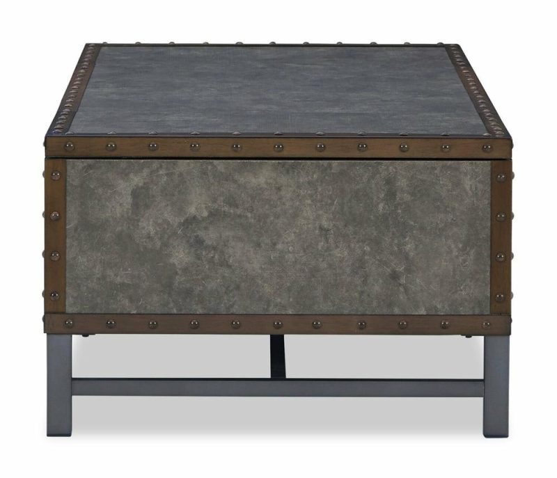 Lonzo 54″ Industrial Lift Top Coffee Table With Storage – Bronze And Grey With Metal Legs Coffee Tables