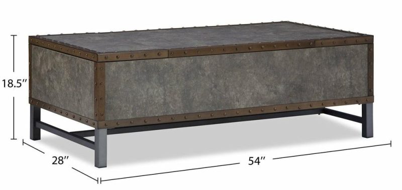 Lonzo 54″ Industrial Lift Top Coffee Table With Storage – Bronze And Grey With Metal Legs Coffee Tables