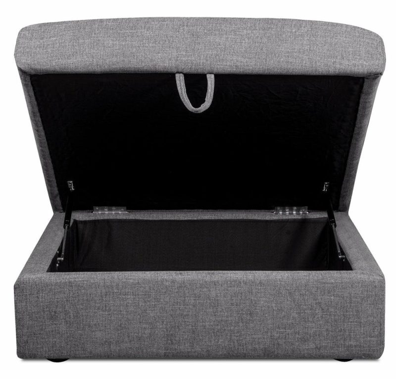 Lotus Chenille Ottoman – Charcoal Furniture