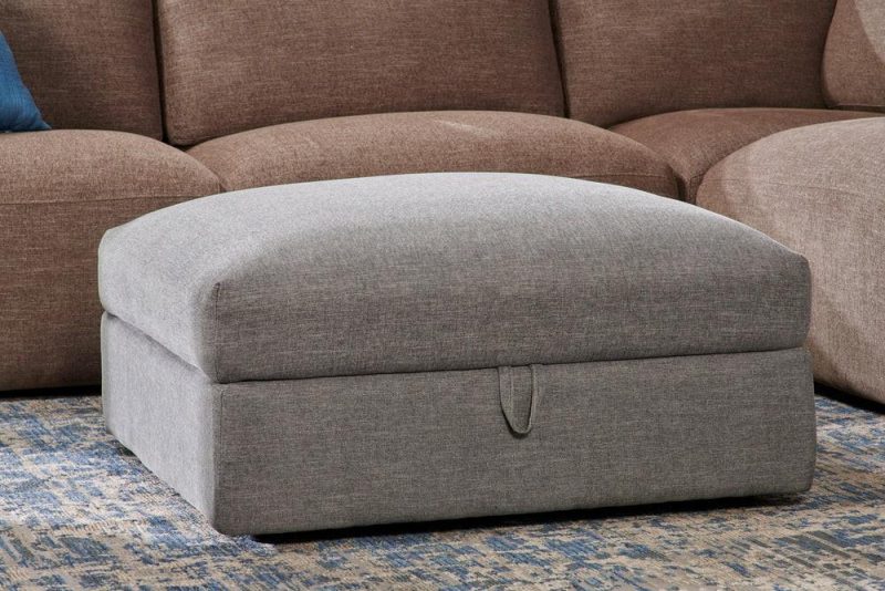 Lotus Chenille Ottoman – Charcoal Furniture