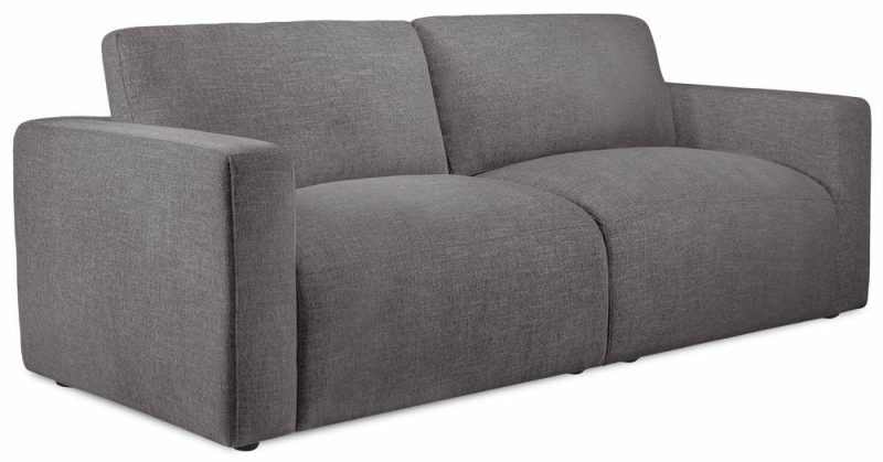 Lotus Modular 89″ Charcoal Grey Chenille Fabric Sofa With Feather Down Cushions Furniture