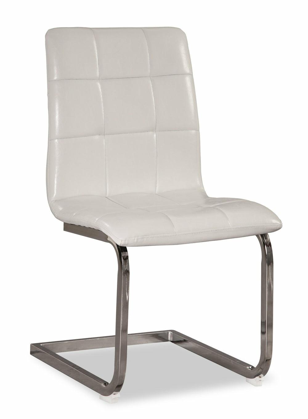 Luna Dining Chair With Vegan-Leather Fabric, Metal – White Dining Chairs